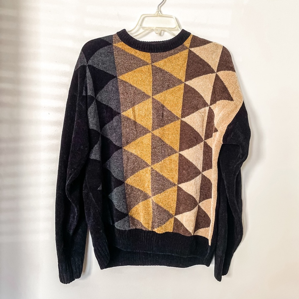 Black, brown and cream Grandpa Geometric Sweater Dockers Medium Triangles